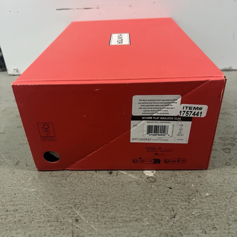 Hunter Women's Play Insulated Clogs White Willow Slip-On Waterproof Shoes Size 9 - Picture 14 of 14